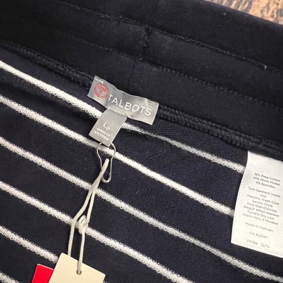 NWT Talbots Women's Large‎ Petite Knee Length Striped Skirt Black White - Picture 2 of 4